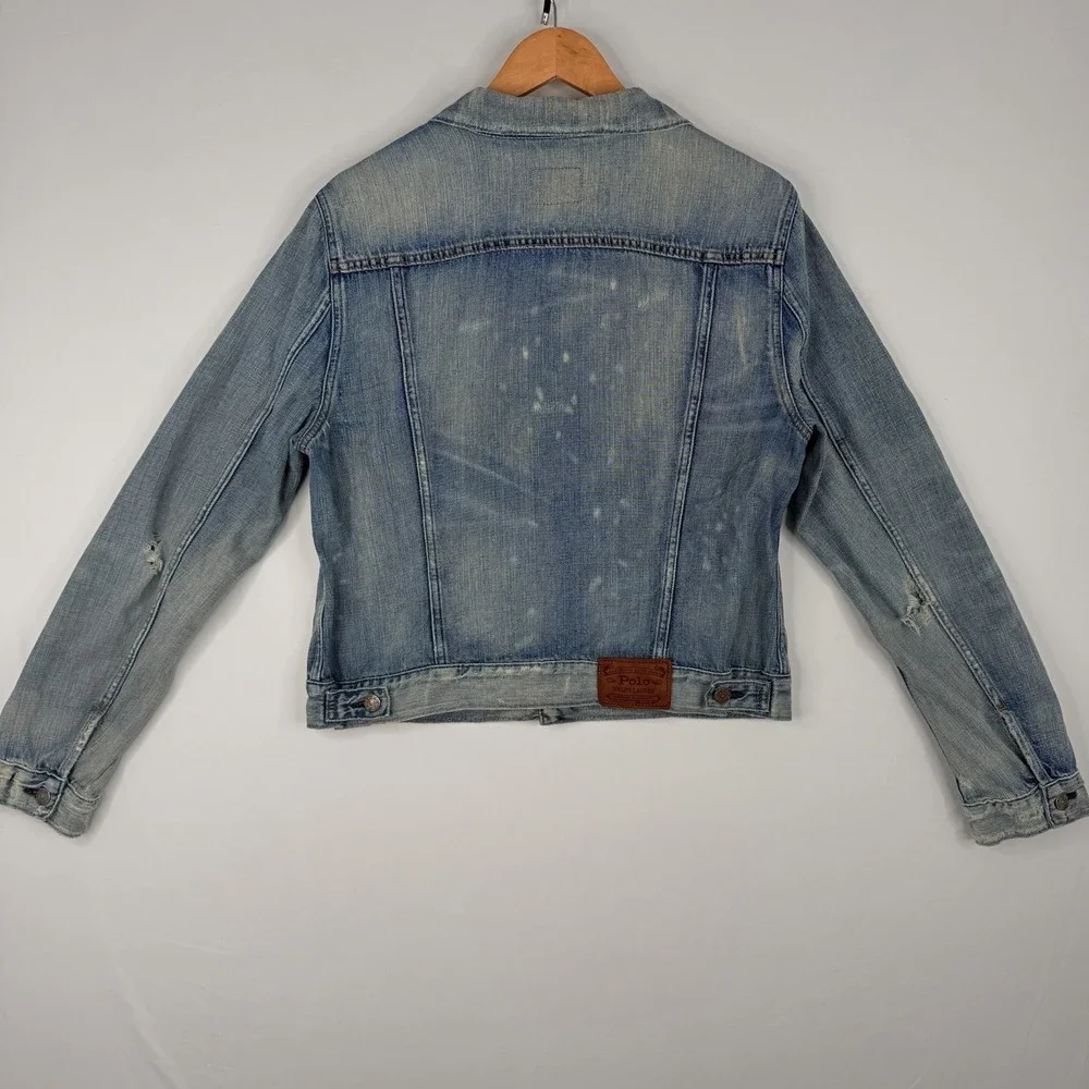 VTG 90s Polo Ralph Lauren Jean Jacket Adult (Large) Blue Denim USA Fabric - Picture 8 of 13